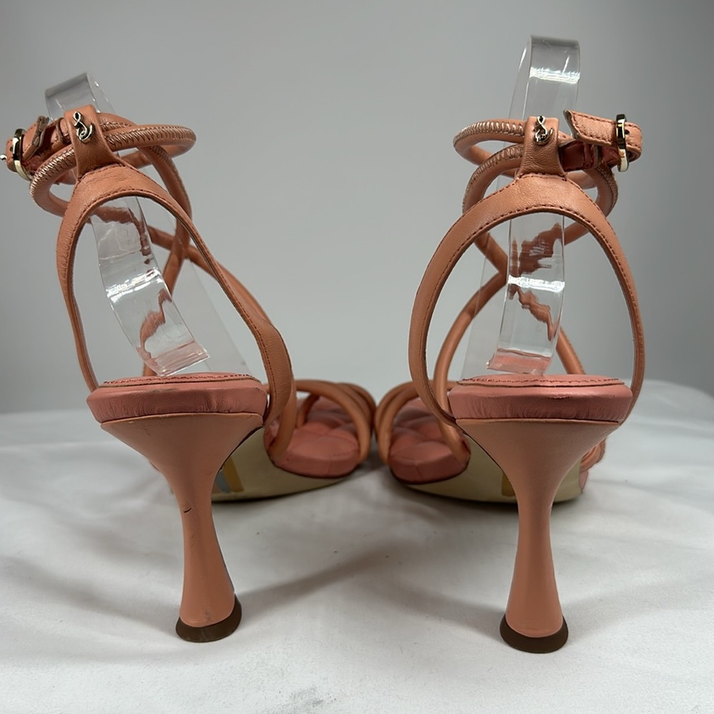 Sam Edelman | Women’s Maven 9.5 Peach Strappy Sandals Leather Square Toe - Picture 5 of 8